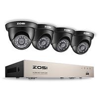 ZOSI 8CH HD-TVI 1080P Lite Video Security System DVR Recorder with 4x HD 1280TVL Weatherproof CCTV Camera