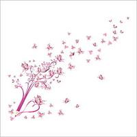zooyoo pink pencil flower butterfly removable wall stickers window sti ...