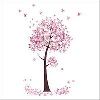 ZOOYOO Pink Butterfly Tree Removable Wall Stickers Window Sticker Art Decals Mural DIY Wallpaper for Room Decal