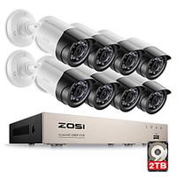 ZOSI HD-TVI 8CH 1080P 2.0MP Security Cameras System 81080P 2000TVL Day Night Vision CCTV Home Security 2TB HDD