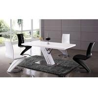 zoro gloss dining table with chrome base and 6 z chair