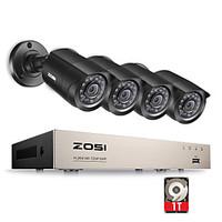 zosi8 channel 1080n hd tvi dvr surveillance camera kit 4x 1280tvl indo ...