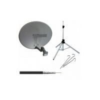 Zone 1 Portable Satellite Dish Kit System with Tripod, Quad LNB & Meter