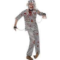 zombie convict costume black white with top trousers hat and chain cuf ...