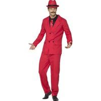 Zoot Suit, Red, With Jacket, Trousers, Hat, Mock Shirt & Tie