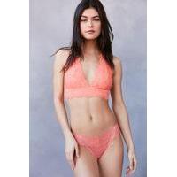 Zoe Cotton Lace Thong, PEACH