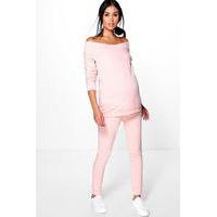 Zoe Bardot Top & Lounge Jogger Set - blush