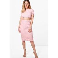 zoe lace crop midi skirt co ord rose