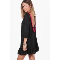 Zoe Tassle Back Shift Dress - black