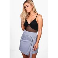 Zoe Eyelet Tie Detail Skort - grey