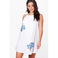 Zoe Flower Applique Halterneck Sundress - white