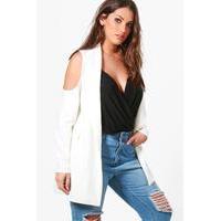 zoe open shoulder jacket ivory