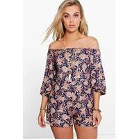 zoey paisley print off the shoulder playsuit multi