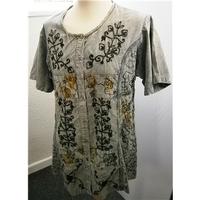 Zorba Went to India Large Grey Embroidered Shirt Zorba Went to India - Size: L - Grey - Short sleeved shirt
