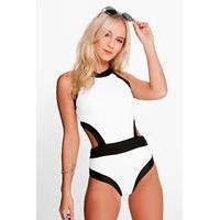 Zoe Colour Block Cut Out Detail Swimsuit - white
