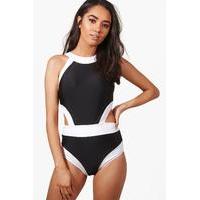 zoe colour block cut out detail swimsuit black