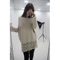 Zoe oversized crochet hem jumper