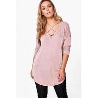 zoe cross detail tunic top blush