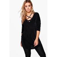 Zoe Cross Detail Tunic Top - black