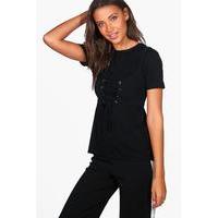 zoe 2 in 1 rib crop t shirt black