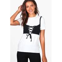 Zoe 2 In 1 Rib Crop T-Shirt - ivory