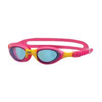 zoggs super seal junior goggles pinkyellow frameblue lenses