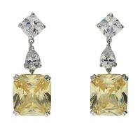 Zohara Classic Canary Yellow Square Drop Earrings