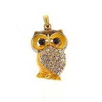 zp 64gb golden owl pattern bling diamond metal style usb flash drive