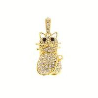 ZP 32GB Golden Little Cat Pattern Bling Diamond Metal Style USB Flash Drive