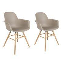 ZUIVER PAIR OF ALBERT KUIP RETRO MOULDED ARMCHAIRS in Taupe