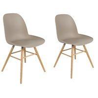 ZUIVER PAIR OF ALBERT KUIP RETRO MOULDED DINING CHAIRS in Taupe