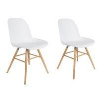 ZUIVER PAIR OF ALBERT KUIP RETRO MOULDED DINING CHAIRS in White