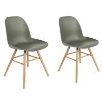 ZUIVER PAIR OF ALBERT KUIP RETRO MOULDED DINING CHAIRS in Olive Green