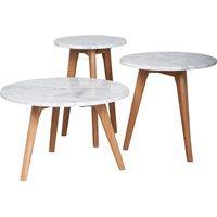 ZUIVER LIVING ROOM SCANDI SIDE TABLE in White Marble & Oak - Medium
