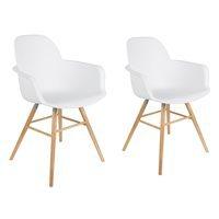 ZUIVER PAIR OF ALBERT KUIP RETRO MOULDED ARMCHAIRS in White