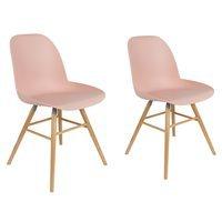 ZUIVER PAIR OF ALBERT KUIP RETRO MOULDED DINING CHAIRS in Powder Pink
