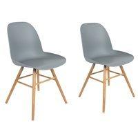 ZUIVER PAIR OF ALBERT KUIP RETRO MOULDED DINING CHAIRS in Light Grey