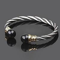 zx high quality 2 tone contracted titanium steel open bangle mens brac ...