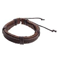 ZX Men\'s Braided Cow Leather Bracelet Christmas Gifts