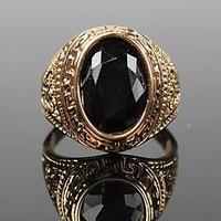 ZX European Style Vintage Oval Black Stone Men\'s Statement Ring Jewelry Christmas Gifts