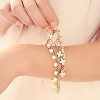 zx artistic pearl 45cm women golden alloy charm braceletmulticolor whi ...