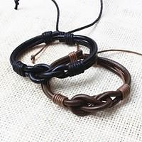 ZX Vintage Tibetan Handmade Men\'s Leather Bracelets (1pc, 2 Colors Options: Black, Coffee) Christmas Gifts