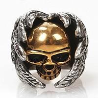 ZX Men\'s FashionWings Skulls Titanium Steel Ring