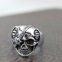 ZX Punk Silver Alloy Cyclopia Skull Men\'s Statement Rings(1 Pc)