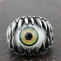 ZX Gothic Silver Alloy Green Eye Men\'s Statement Rings(1 Pc)