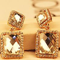 ZX (1 Pc)Fashion (Square) Gold Rhinestone Drop Earrings(Gold)